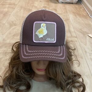 Goorin Bros chicky boom brown farm trucker hat